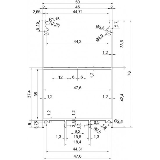 Alüminyum 80x50mm Linear Kasa Led Profilleri